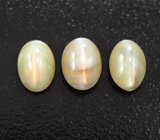 Крупный набор из 3 хризобериллов с эффектом кошачьего глаза 4,44 карата