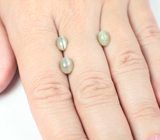 Крупный набор из 3 хризобериллов с эффектом кошачьего глаза 4,44 карата