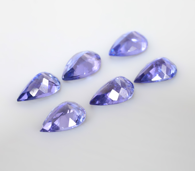 Набор из 6 танзанитов высокой чистоты 5,32 карата