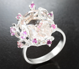 Кольцо с морганитом 8,23 карата и розовыми сапфирами Серебро 925