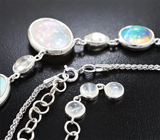 Колье с кристаллическими эфиопскими опалами 16,49 карата и лунным камнем 9,63 карата