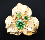 Комплект с уральскими демантоидами 2,33 карата Золото