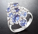 Кольцо с бенитоитами 1,94 карата и бриллиантами Золото