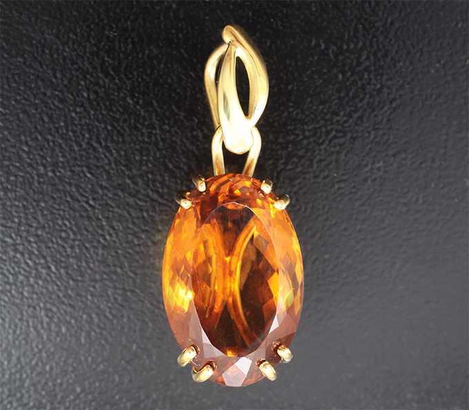 Серебро 925 Кулон с чистейшим цитрином топового цвета 14,43 карата