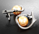Серьги с бронзово-золотистым жемчугом 7,87 карата Серебро 925