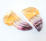 Крупная пара резных полихромных флюоритов 59,96 карата