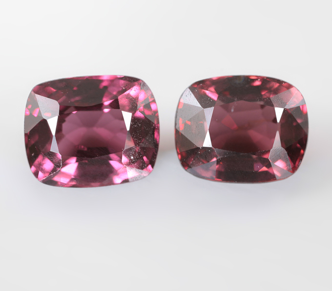 Пара пурпурно-красных шпинелей 2,87 карата