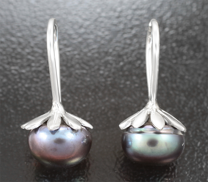 Серебро 925 Подвесы для серег с цветным морским жемчугом 5,18 карата