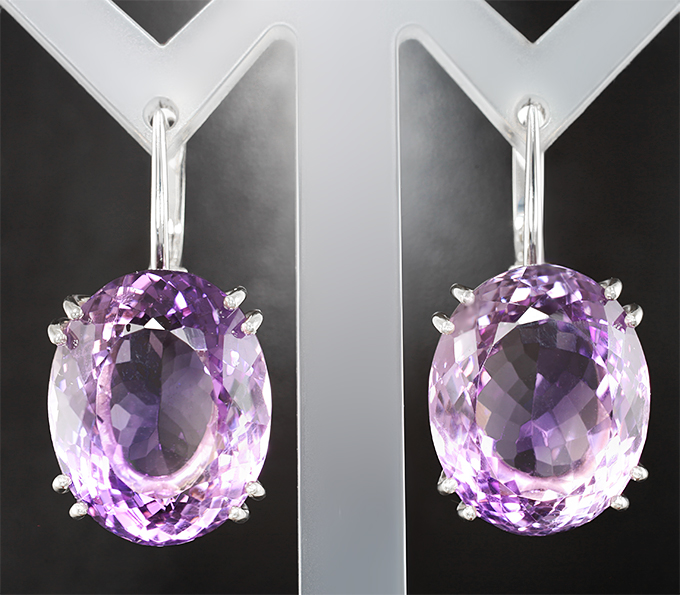 Серебро 925 Серьги с крупными аметистами 44,62 карата