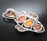 Брошь с ограненными эфиопскими опалами 7,26 карата, сапфирами 1,4 карата и бриллиантом