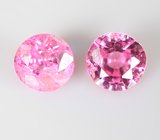 Пара "неоновых" розовых шпинелей 0,62 карата