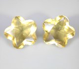 Крупная пара лимонных цитринов авторской огранки 17,53 карата