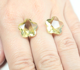 Крупная пара лимонных цитринов авторской огранки 17,53 карата