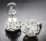 Пусеты с муассанитами 3,65 карата Серебро 925
