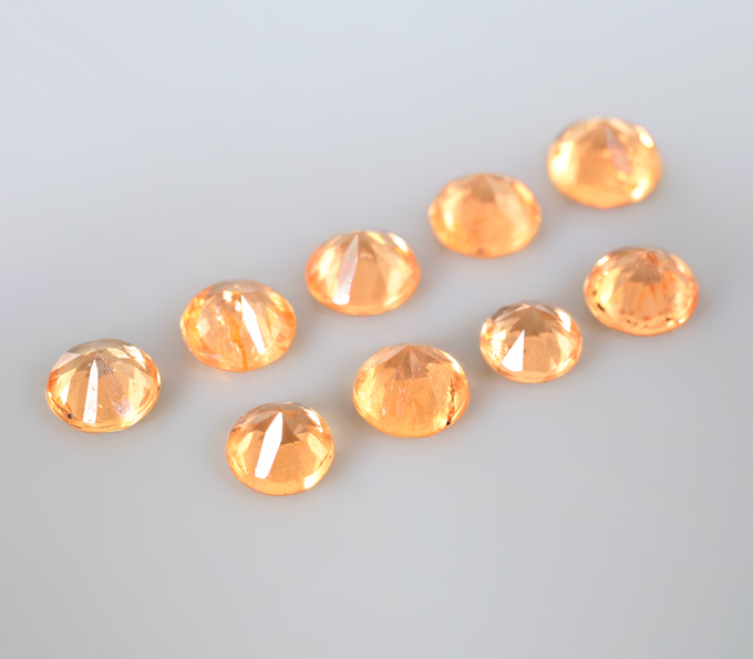 Набор из 9 спессартинов гранатов 1,55 карата