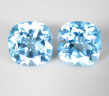 Крупная пара чистейших голубых Swiss топазов 17,36 карата