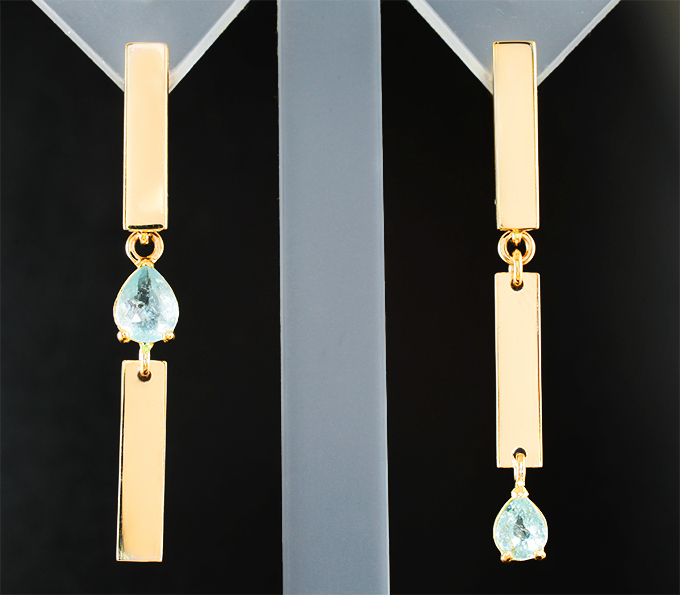 Золото Серьги с параиба турмалинами 0,68 карата