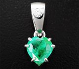 Кулон с изумрудом редкой огранки 0,89 карата и бриллиантом