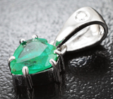 Кулон с изумрудом редкой огранки 0,89 карата и бриллиантом Золото