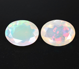 Подвесы для серег с ограненными эфиопскими опалами 2,06 карата и уральскими демантоидами 0,79 карата Золото