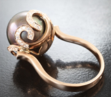 Кольцо с крупной цветной морской жемчужиной 17,81 карата и лейкосапфирами