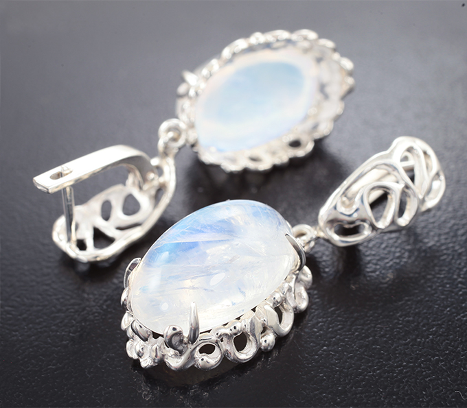 Серьги с лунным камнем 23,78 карата