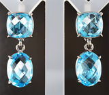 Серьги с голубыми топазами 30,27 карата