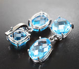 Серьги с голубыми топазами 30,27 карата Серебро 925