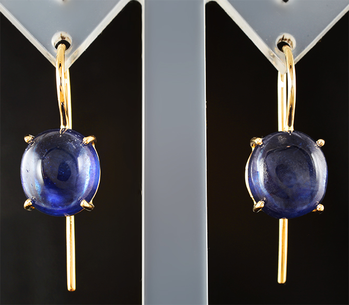 Золото Серьги с насыщенно-синими сапфирами 14,5 карата