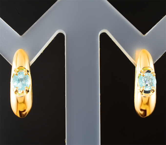 Золото Серьги с параиба турмалинами 0,63 карата 