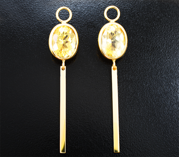 Золото Подвесы для серег с цитринами 7,26 карата