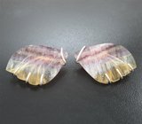 Броши с резными полихромными флюоритами 63,76 карата