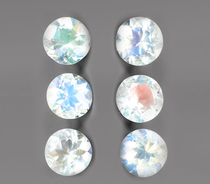 Набор из 6 ограненных лунных камней 2,6 карата