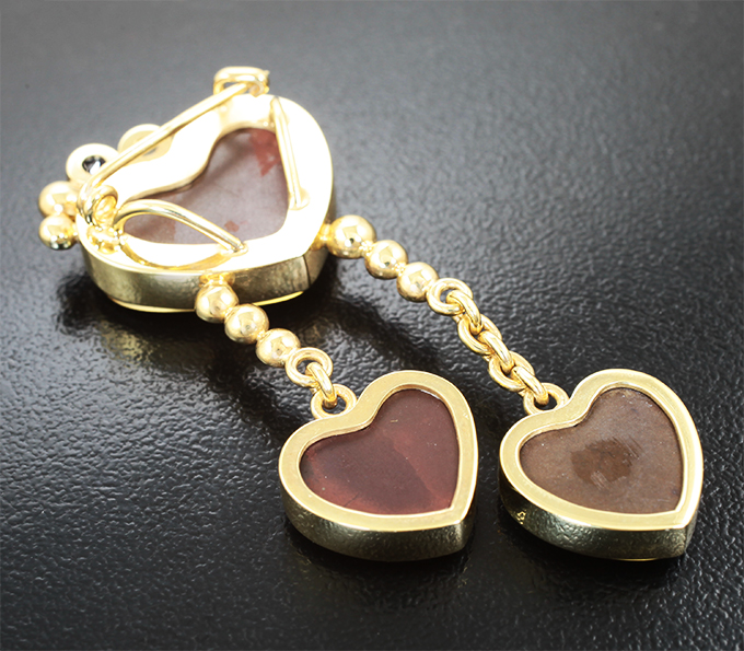 Брошь/кулон с аммолитами аммонитов, разноцветными сапфирами и цаворитами гранатами