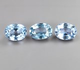 Редкий набор из 3 чистейших синих шпинелей 1,5 карата