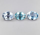 Редкий набор из 3 синих шпинелей высокой чистоты 1,34 карата