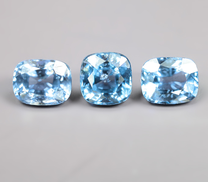Редкий набор из 3 синих шпинелей 1,44 карата