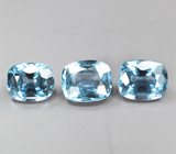 Редкий набор из 3 синих шпинелей высокой чистоты 1,7 карата