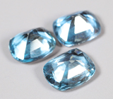 Редкий набор из 3 синих шпинелей высокой чистоты 1,7 карата