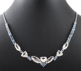 Колье с морганитами 16.03 карата и синими шпинелями Серебро 925