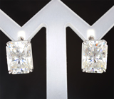 Серьги с бесцветными муассанитами топовой огранки 11,92 карата