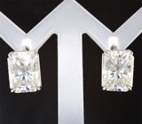 Серьги с бесцветными муассанитами топовой огранки 11,92 карата