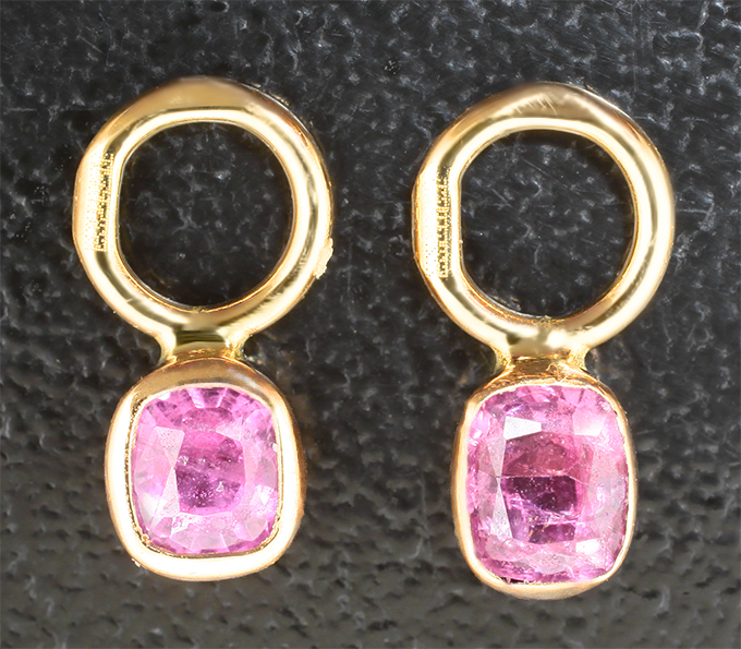 Золото Подвесы для серег с пурпурно-розовыми шпинелями 0,3 карата