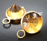 Подвесы для серег с чистейшими цитринами топовых цветовых характеристик 22,06 карата и сапфирами