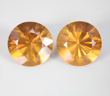 Подвесы для серег с чистейшими цитринами топовых цветовых характеристик 22,06 карата и сапфирами