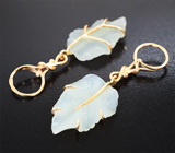 Подвесы для серег с резным нефритом 11,65 карата Золото