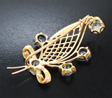 Брошь с цоизитами 2,19 карата и фенакитами 1,58 карата Золото