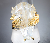 Кольцо с крупным бесцветным топазом с включениями рутила 33,17 карата 