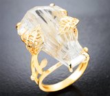 Кольцо с крупным бесцветным топазом с включениями рутила 33,17 карата