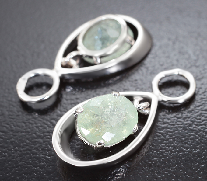 Подвесы для серег с медьсодержащими турмалинами 3,46 карата